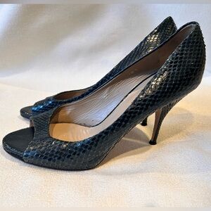 Valentino Garavani Peep Toe Snakeskin Heels